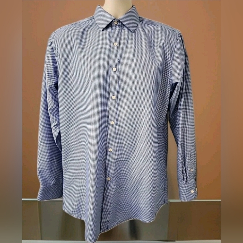 116 Black Label By Ruffini Men's Blue & White Casual Button Down Dress Shirt LS